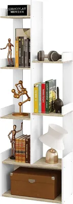 Produktbild von EUGAD Bücherregal in Baumform, Standregal, mit 8 Fächern, Weiß, 49x146x25cm