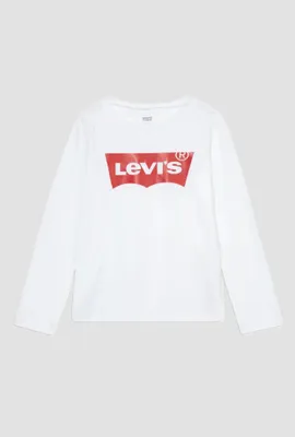 Produktbild von Levi's Kinder-T-Shirt mit Logo, Mädchen, weiß