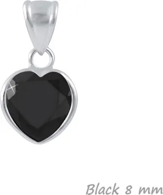 Produktbild von Zirkonia Herz Anhänger 925 Silber mit / ohne Kette für Damen & Kinder Black 8 mm ohne Kette