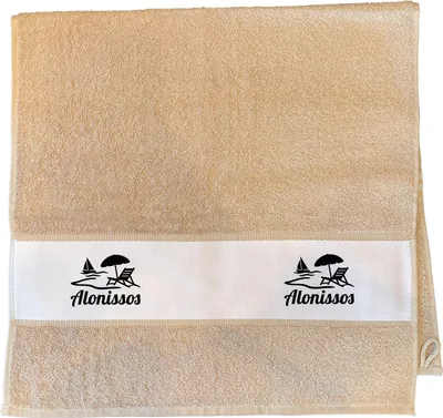 Produktbild von Huuraa Handtuch Alonissos Inselmotiv Griechenland 50x100cm Sand Baumwolle Handtuch Geschenkidee