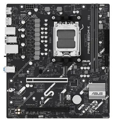Obrázek produktu pro ASUS PRIME B850M-K, AMD, Zásuvka AM5, AMD Ryzen 7000 Series, AMD Ryzen 8000 Series, AMD Ryzen 9000 Series, Zásuvka AM5, DDR5-SDRAM, 128 GB