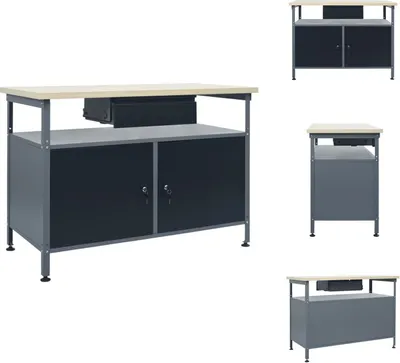 Produktbild von vidaXL Werkbank Schwarz 120x60x85 cm Stahl - Werkbänke