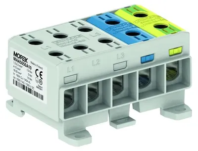 Image de Bornier de passage sur rail 5X Gris, bleu, jaune/vert 5X1XAL/CU 1,5–50 MM2 1500V Borne universelle