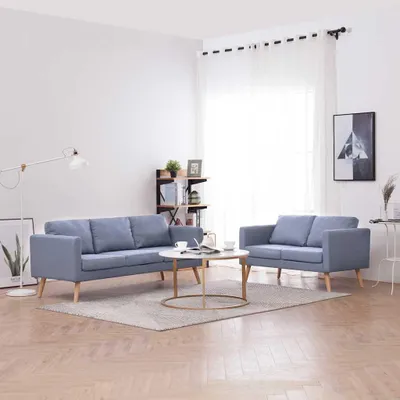 Produktbild von vidaXL Sofagarnitur 2-Sitzer & 3-Sitzer Stoff Hellgrau