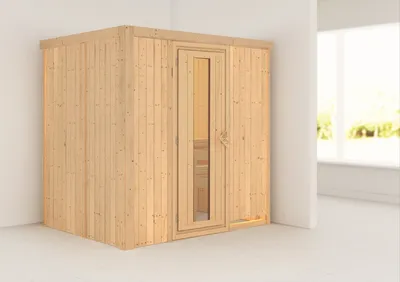 Produktbild von Karibu Sauna Innensauna Bodin Fronteinstieg ohne Zubehör 196x151x198 cm ohne Dachkranz mit Energiespartür