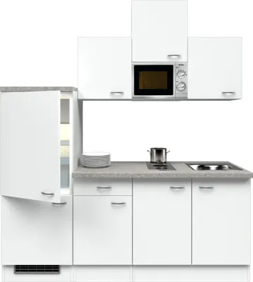 Produktbild von Singleküche mit E-Geräten - 210 cm breit - Weiß – Witus
