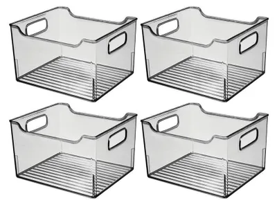 Produktbild von Aufbewahrungsbox Kühlschrankbox mit Griffen 4er Set Kunststoff mDesign rauchgrau