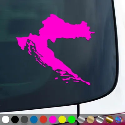 Produktbild von PantherPixel Kroatien Aufkleber Karte Umriss Croatia Hrvatska Sticker Auto Geschenkidee Farbe Neon-Pink