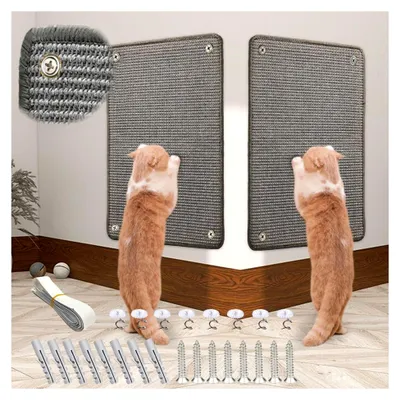 Produktbild von Kratzmatte für Katzen, Sisal, Möbelschutz, Grau, 2 Stück