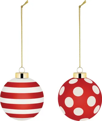 Immagine prodotto di Alessi - Set di gingilli natalizi Delight a righe/spotted, 2 pezzi, vetro
