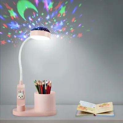 Produktbild von MODFU Tischlampe Kabellos,LED Tischleuchte mit Stifthalter, Dimmbar Touch Akku Tischleuchte Kabellos mit USB Ladestation, 3 Helligkeit anpassen, Rosa
