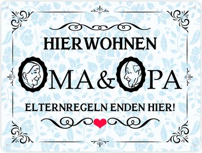 Produktbild von Hier wohnen Oma & Opa Metallschild XXL in 28x38 cm im Vintage-Look