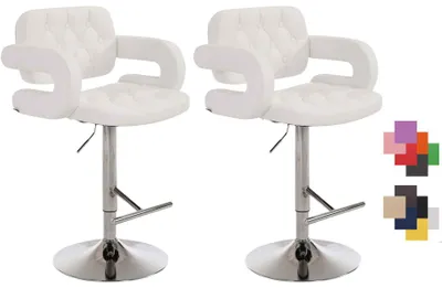 Produktbild von CLP 2er Set Barhocker Dublin höhenverstellbar und drehbar weiß