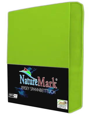 Produktbild von NatureMark Jersey Spannbettlaken, Spannbetttuch 100% Baumwolle in vielen Größen und Farben MARKENQUALITÄT  Standard 100 | 140 x 200 cm - 160 x 200 cm - Apfel grün
