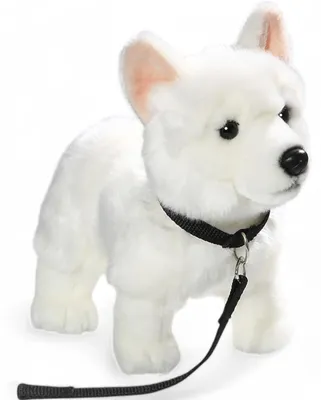 Produktbild von Carl Dick Weißer Schäferhund mit Leine stehend ca. 26cm lang, ca. 22cm hoch 3485 Kuscheltier, Plüschtier, Stofftier