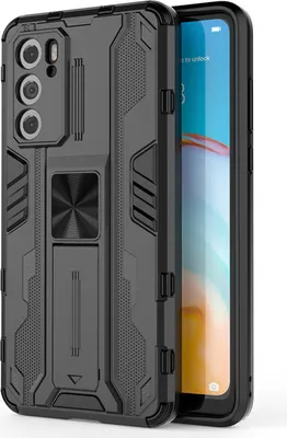 Produktbild von Huawei P40 Hülle, Dual Layer PC TPU Bumper Stoßfest Ständer Schutzhülle für Huawei P40 Schwarz