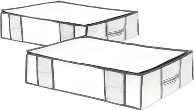 Productafbeelding van Opbergboxen met vacuümfunctie – Set van 2 – Geschikt voor onder het bed – Voor kleding, beddengoed en dekens – Tot 145 liter