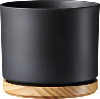 Produktbild von Blumentopf Soendgen Oslo Keramik Holz matt Ø 16 cm H 14 cm anthrazit