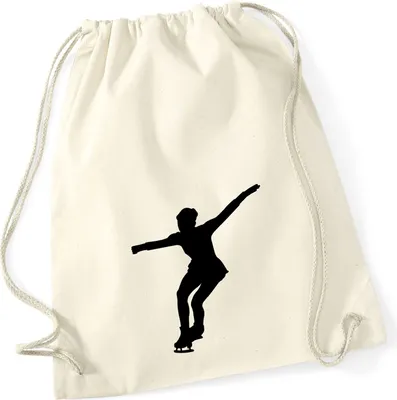 Produktbild von Huuraa Turnbeutel Eiskunstlauf Silhouette 12 Liter Natural Baumwolle Rucksack Geschenkidee
