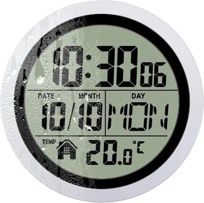 Produktbild von Famanu Badezimmeruhr - Wasserfestes LCD-Display - 7,6 cm Breite - Silber