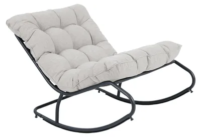 Immagine prodotto di AXI Ruby Sedia a dondolo Nero/beige | Dondolo da giardino con telaio in acciaio / Cuscini in olefina | Sedia lounge da esterno/da giardino per 1 persona | Portata massima 110 kg