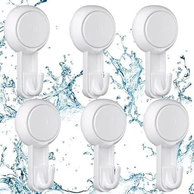 Produktbild von Luxear 6-Pack Saugnapf Haken Ohne Bohren, Extra Stark, Max 3KG, Wiederverwendbar für Handtuch, Wand, Fenster, Glas, Fliese, Küche, Badezimmer