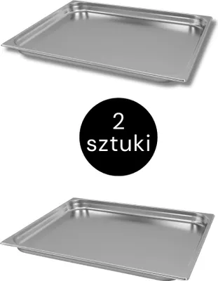 Zdjęcie produktu dla Pojemnik GN na posiłki gastronomiczny ze stali nierdzewnej 2/1 Mega-M 650x530x40mm, zestaw 2 szt.