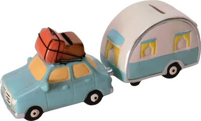 Produktbild von Auto mit Wohnwagen Spardosen im 2er Set