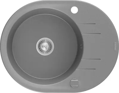 Zdjęcie produktu dla Mexen Kevin zlewozmywak granitowy 1-komorowy z ociekaczem 586 x 458 mm, szary, syfon chrom - 6517581005-71