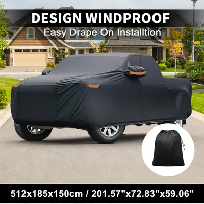 Image de Housse Voiture Pour Ford Maverick 210D-Pu Housse Voiture ExtšŠrieure Complššte Toutes Saisons ImpermšŠable Coupe-Vent Protection Soleil Pluie Neige Fermeture šŠclair Conducteur Noir