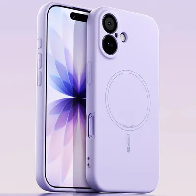 Obrázek produktu pro Magnetické pouzdro pro iPhone 17, kompatibilní s MagSafe, tekutý silikon, nárazuvzdorné a odolné proti poškrábání Fialová