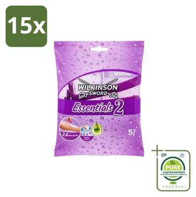 Produktbild von 15 x Wilkinson Essentials 2 Wegwerpscheermesjes voor dames met antislipgreep - Großpackung - 15 Stücke
