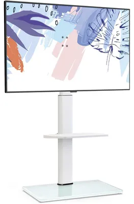 Immagine prodotto di Supporto TV con piano in vetro e ripiano, per schermi da 32-60 pollici, con capacità di carico fino a 30 kg, colore bianco
