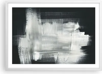 Produktbild von Gerahmtes Poster - Weißer Rahmen - Abstraktion Schwarz Weiß - 70x50 cm - Wand Bild - Wanddeko - Wandbilder - Kunstposter - Wandposter - Bilderrahmen - Bilder - Kunstdruck - Wandbild - P2WAA70x50-4173