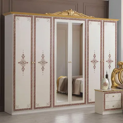 Immagine prodotto di Casa Padrino armadio barocco per camera da letto bianco / marrone / oro 261 cm - Mobili barocchi per camera da letto