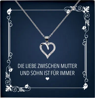 Produktbild von 22Feels Echt Silber Halskette - Mama Geschenk von Sohn Geburtstag und Muttertag Mutter Schmuck Set für Frauen - Herz Anhänger, Karte