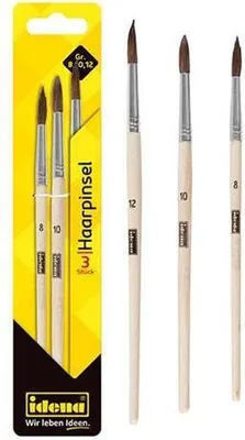 Produktbild von Idena 60108 - Haarpinsel, 3er Set, in den Größen 8, 10 & 12