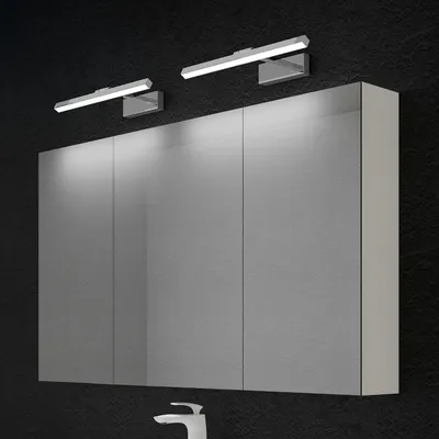 Immagine prodotto di doporro Armadietto a Specchio 120x15x70cm con Lampada da Specchio LED per Bagno 40cm*2, 9W 4000K, Specchiera Bagno Mobilettto da Parete Bianco con 3 Ante e Applique Specchio Cromo, Spiegelschrank 02