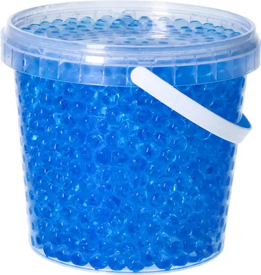 Produktbild von trendfinding 1 Liter Eimer Aqualinos Hydroperlen, Größe 0,8 bis 1,2 cm, Blau