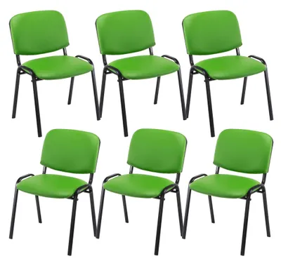 Produktbild von CLP 6er Set Besucherstuhl Ken Kunstleder stapelbar mit einer Sitzhöhe von 44 cm grün