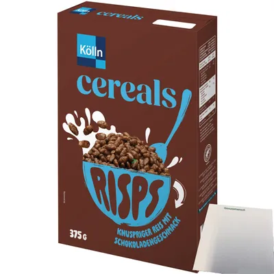 Produktbild von Kölln Cereals Risps Schoko (375g Packung) + usy Block