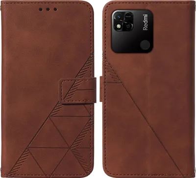 Produktbild von Redmi 10A Hülle, Schlank Prägung Flip Leder Kartenfächer Schutzhülle mit Ständer für Xiaomi Redmi 10A Braun