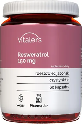 Immagine prodotto di Resveratrolo Vitaler 150 mg - 60 capsule, vegano, integrazione per 2 mesi Senza conservanti, composizione pura