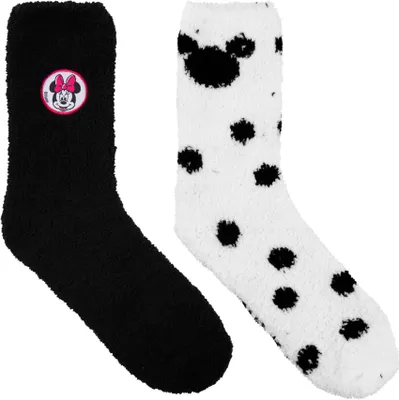 Produktbild von Disney Minnie Mouse Kuschelsocken für Damen - Flauschige Wintersocken warme Socken Schwarz/Weiß (2er Pack) 39-42