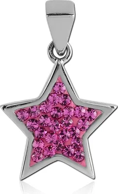 Produktbild von viva-adorno Anhänger Sternanhänger Kettenanhänger Edelstahl Zirkonia Kristall Damen Mädchen Stern AG22, Pink