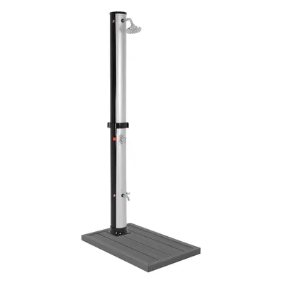 Obrázek produktu pro ML-Design solární sprcha 35L 217,5 cm kulatá stříbrno-černá se základovou deskou tmavě šedá, solární zahradní sprcha s nožní sprchou/dešťovou hlavicí teplá voda 60 °C
