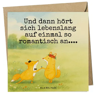 Produktbild von Mr. & Mrs. Panda Deluxe Karte Füchse Hochzeit Design - Weiß - Geschenk, Grußkarte, anlasskarte, faltkarte, doppelkarte, Glückwunschkarte, Klappkarte