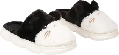 Produktbild von Damen Isoliert Hausschuhe Flaumig Gefüttert Slippers Kätzchen Schwarz Gr.38/39