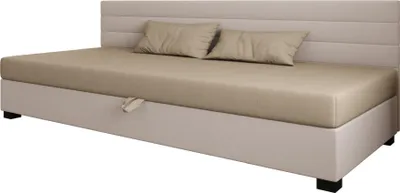 Produktbild von AURA SOFA Boxspringbett WILD BIZ 80x195 Komplett-Set mit Bonell Matratze, Polsterbett mit Bettkästen - Hellbeige/Bronze, SAWANA 01/24