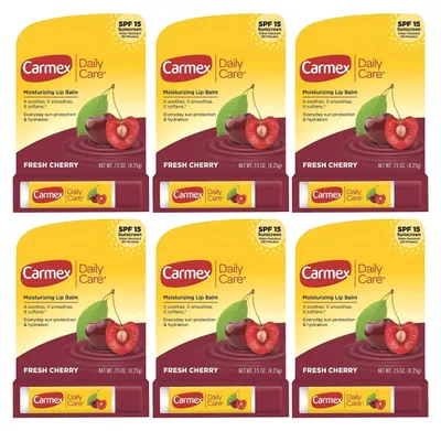 Obrázek produktu pro CARMEX – Balzám na rty – Výhodné balení 6 ks – Třešňový – SPF 15 – Voděodolný